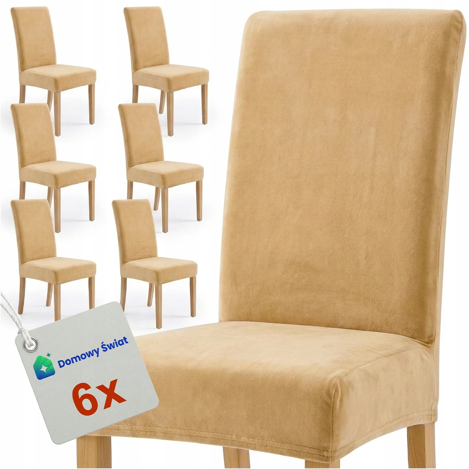 Universele Elastische Stoelhoezenset 6 Stuks Rekbare Hoes Afneembaar Wasbaar voor Eetkamer Bruiloft Banket Huis Keuken Beige Praktisch Betrouwbaar Modern Elegant Huisinterieur Multifunctionele Huis