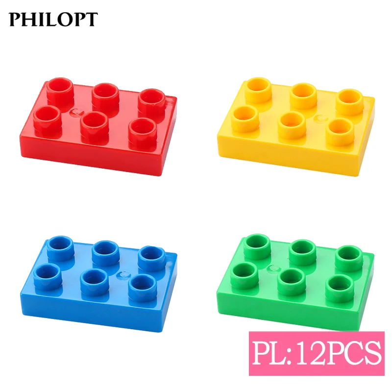 

12pcs Big Size Thin Building Block 2x3 Large Brick Assembly Accessories Enlighten Bulk Toys Compatible Large Bricks For Children