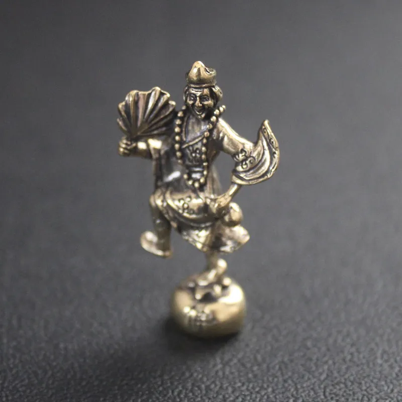 Jigong Buddha Statue Li Xiuyuan Daoji Monk Pure Bronze Carving Desktop Decoration Falling Arhat Study Decoration Office