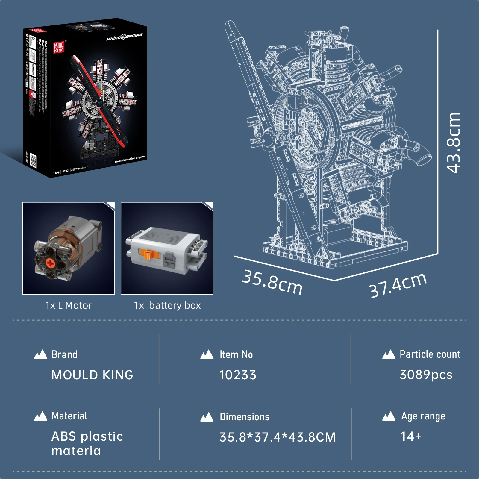 

Mould King 3089PCS DIY Aircraft Engine Building Blocks Model for Adults & Kids Creative Bricks Toy