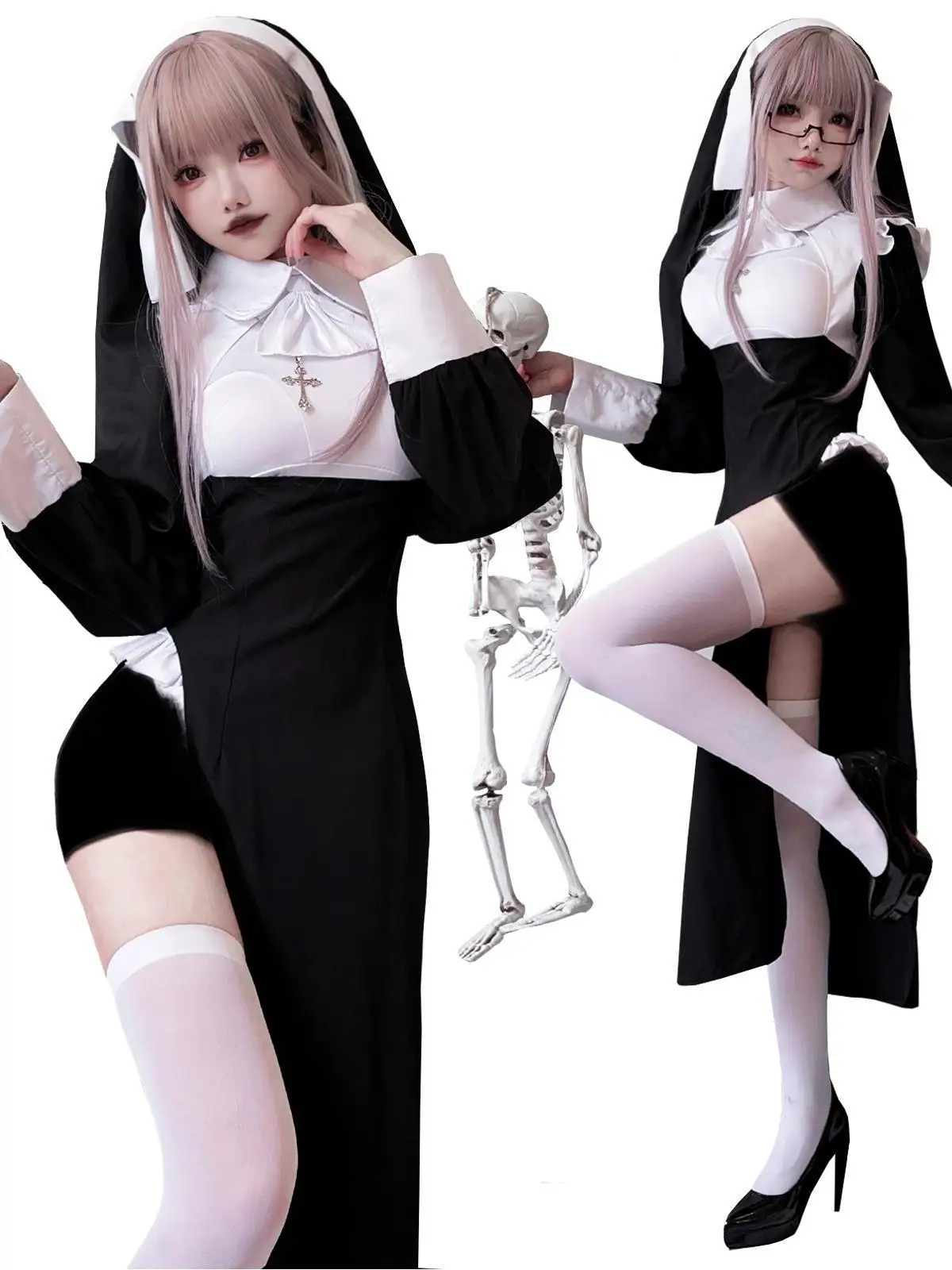 زي ممرضة الهالوين ريبر كوسبلاي رداء نسائي ملابس صينية تقليدية أداء المسرح عصري أنيق