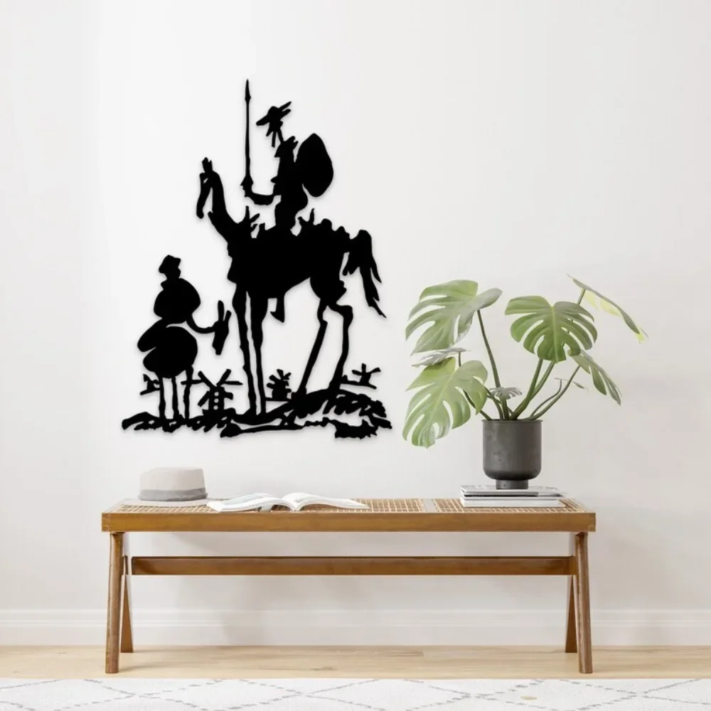 Picasso-Stil Don Quijote Metall-Wandkunst-Skulptur, Literarische Geschenkdekoration für Bücherliebhaber