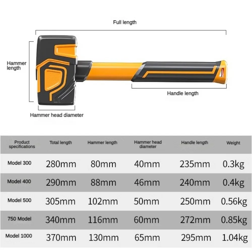 Rubber Mallet for Tiles Powerful Professional Hammer Urethane Multifunctional  for Construction Tiles Tools Working Equipment