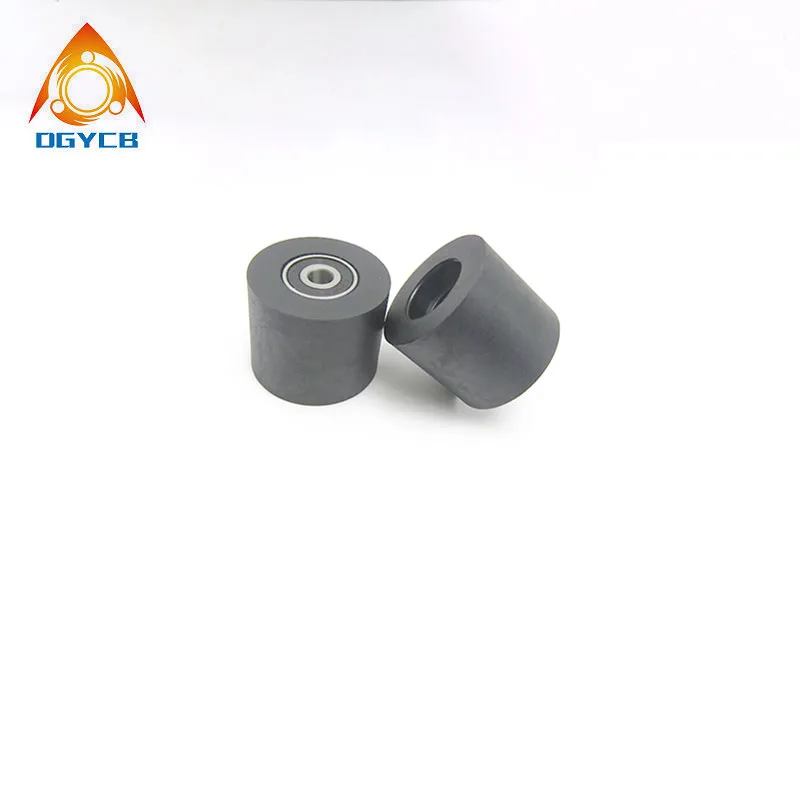 1 szt. rolka poliuretanowa z podwójnym łożyskiem 6x35x30 PUT62635-30, cicha rolka prowadząca płaska, średnica 35mm, otwór 6mm, gumowa rolka 6*35*30