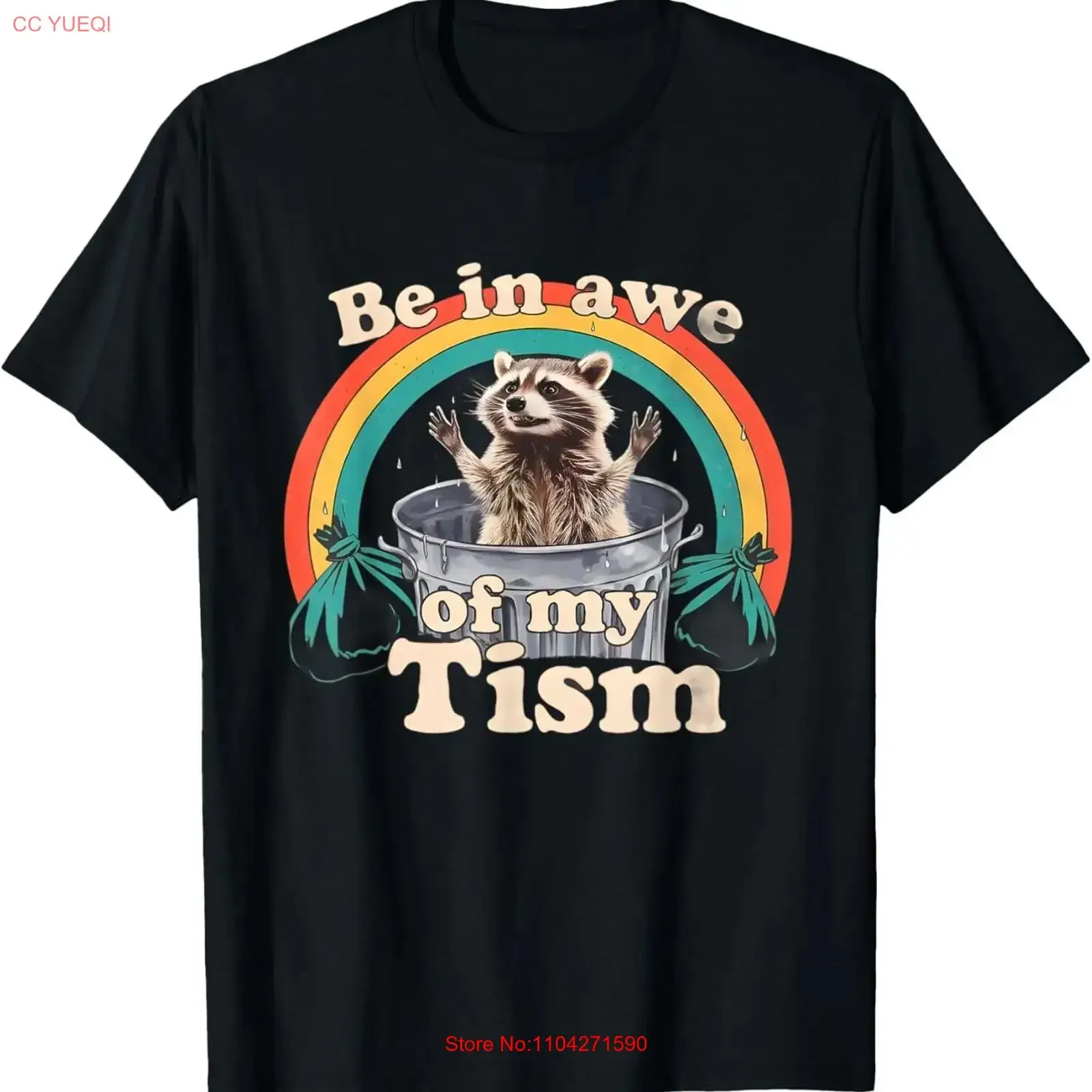 T-shirt unisexe vintage lavé « Be In Awe Of My Tism Autistic Raccoon » pour un usage quotidien, tendance, confortable et élégant