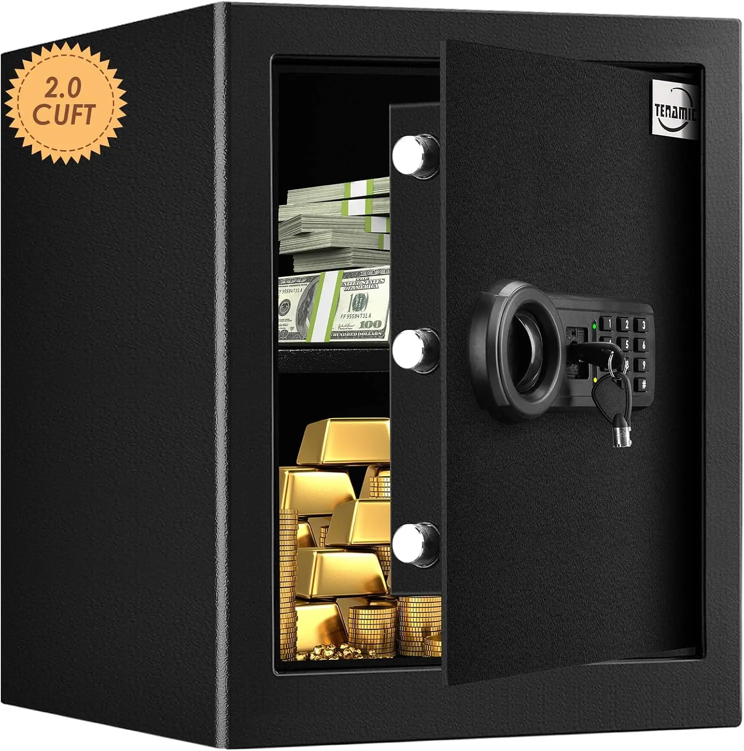 Safe Box 2.0 Cuft Fireproof Waterproof Home Safe, Keypad Large Lock Box Cabinet Safes, Solid Alloy Steel for Office Hotel Home,