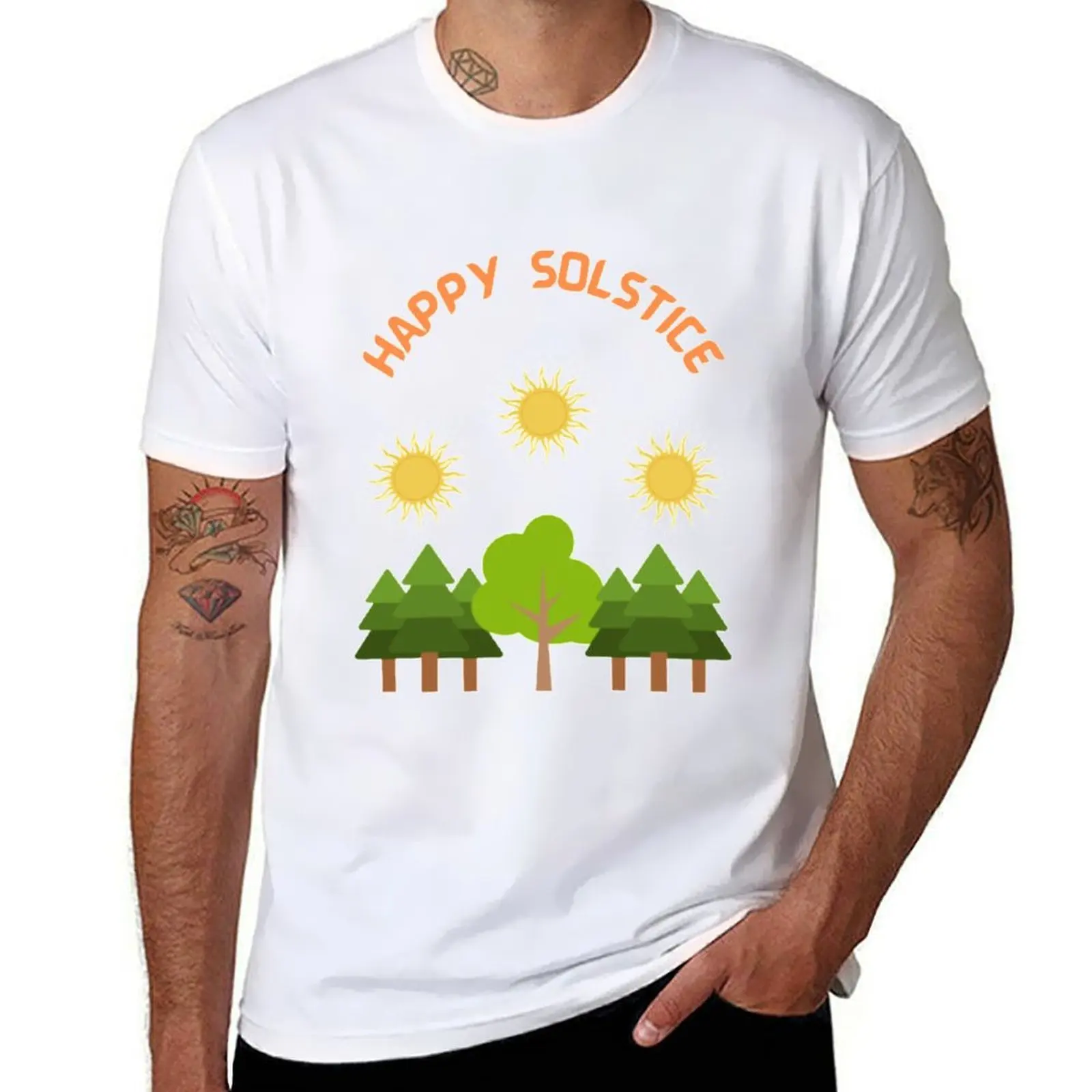 

Happy Summer Solstice Vector Art T-Shirt men t shirt cotton 100% t shirts with prints T-Shirt
