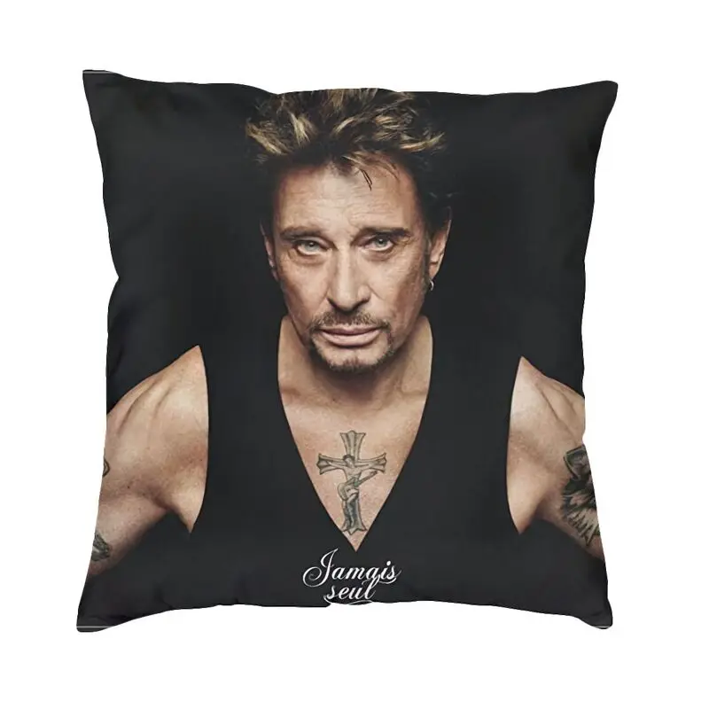 Nordic Johnny Hallyday French Singer Cushion Cover Velvet Heavy Metal Rock Throw Pillow Case Home Decorative Pillowcase