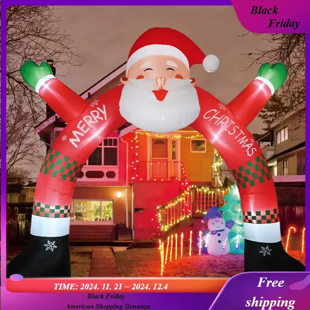 11 FT Christmas Inflatable Archway Decorations, Christmas Inflatable Santa Claus Arch Blow Up Yard Decorations