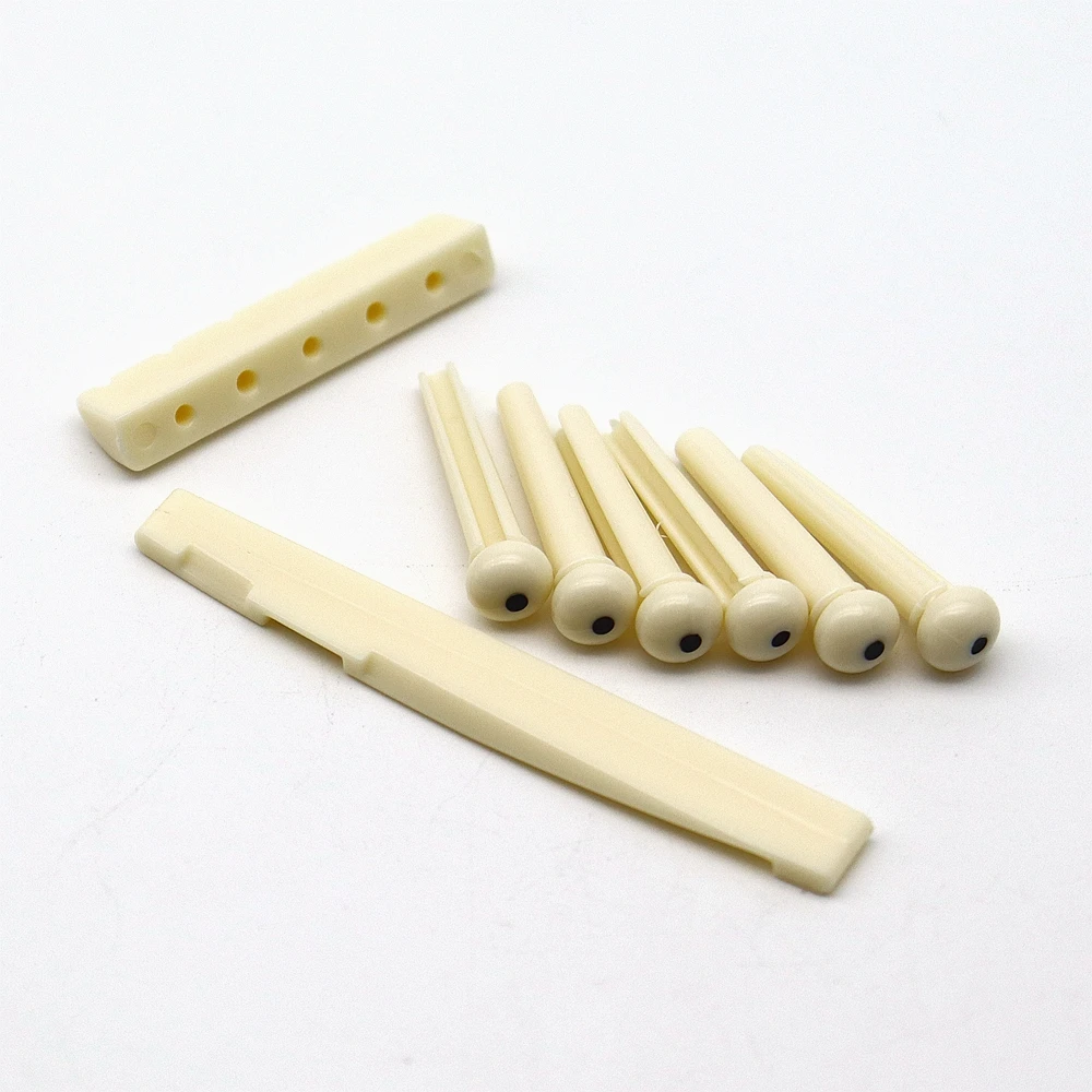 6-String Guitar Bridge Pins, Folk Classic Guitar Kit Plastic Guitars String Pegs Guitar Bone Bridge Saddle and Nut