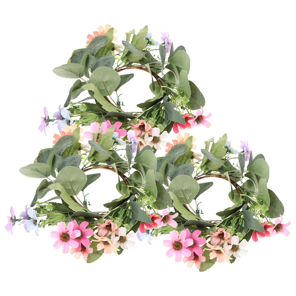 

3Pcs Eucalyptus Leaves Wreaths Rings Home Decor Indoor Outdoor Festive Decorations Leaves Wreath