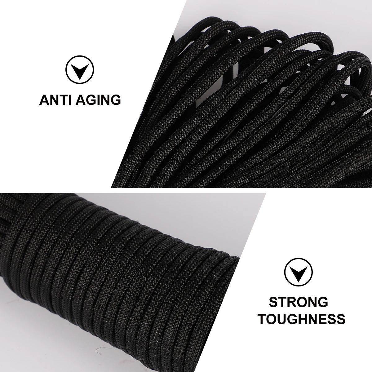 

Camping Gear and Equipment Tent Pull Rope Lanyards Parachute Cord Drawstring Black