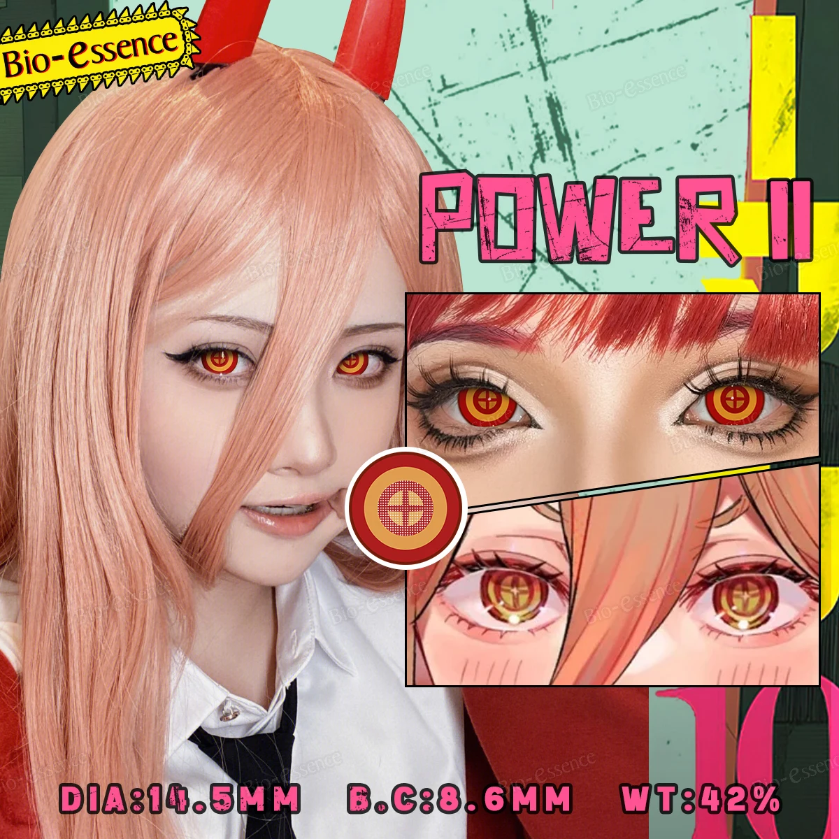 Lentes de Cosplay de Halloween Bio-essence para ojos, accesorios de Anime, lentes de Halloween púrpura, rosa y verde, Año de sirvienta del dragón Pupilentes