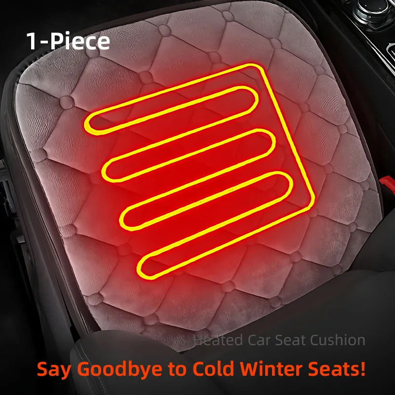 Car Heating Pad Winter Car Seat Car Electric Heating Pad 12V Cigarette Lighter Plug Thickened Warm Flocking No Backrest No Bindi