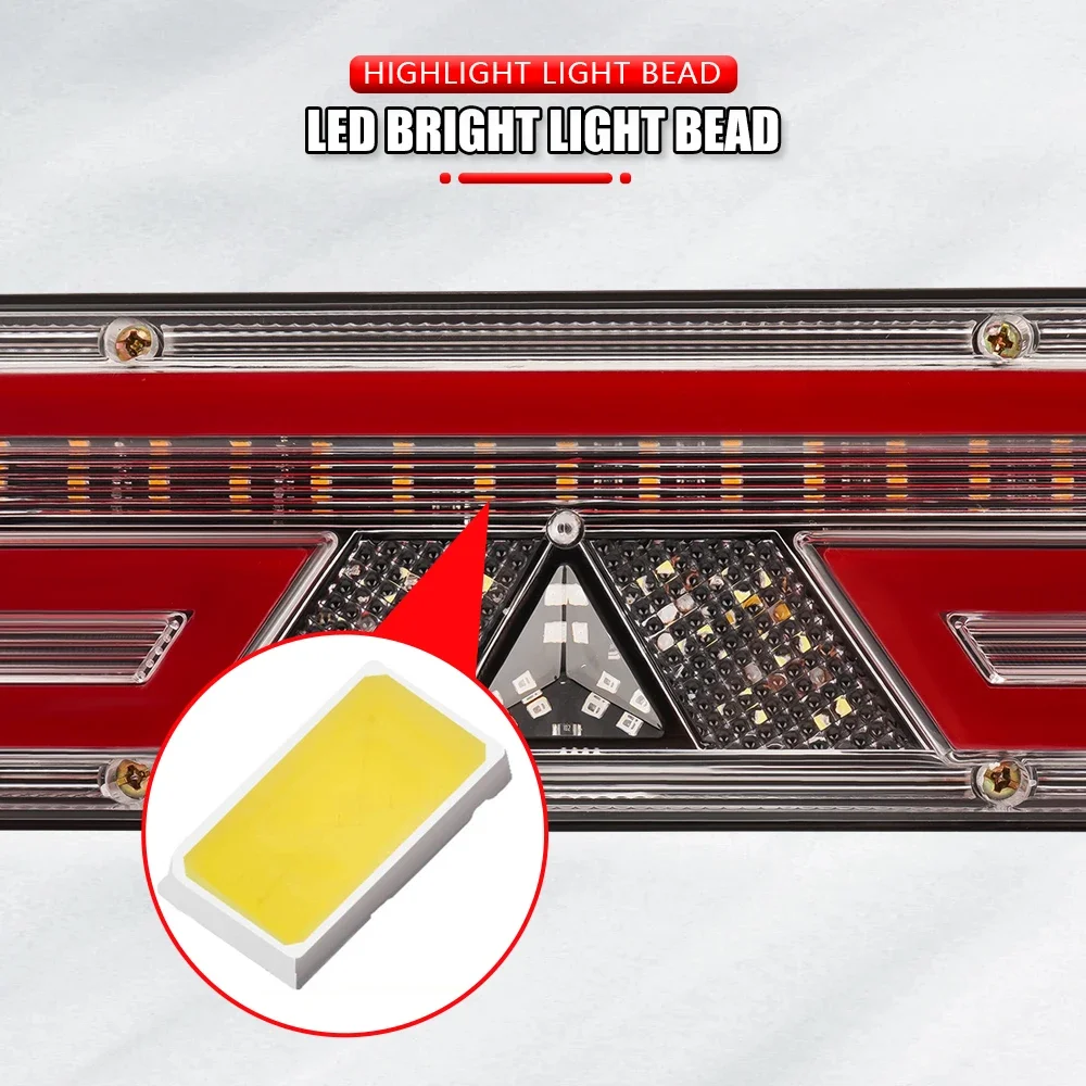 2pcs New Truck Trailer Rear Taillights Big Car Tail Lights 12V 24v Universal Waterproof Led Brake Light Assembly image 6