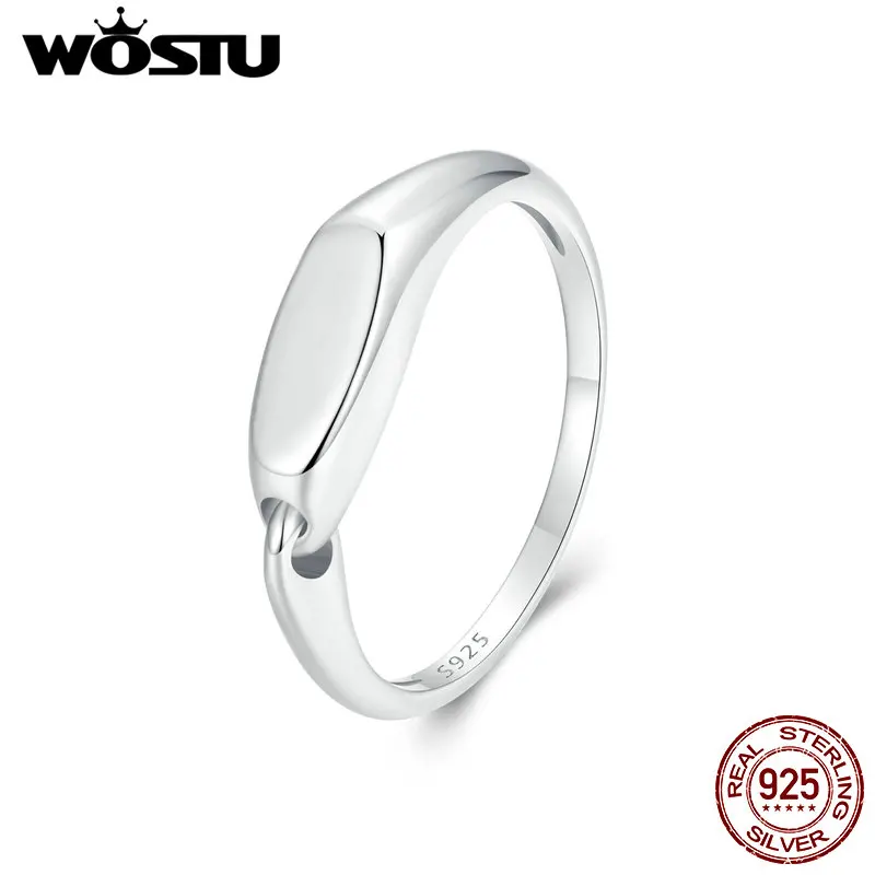 Wostu Sterling Silber einfache ineinandergreifende Ring plattiert Weißgold Schnalle verbunden Fingerring Original für Frauen Party Geschenk