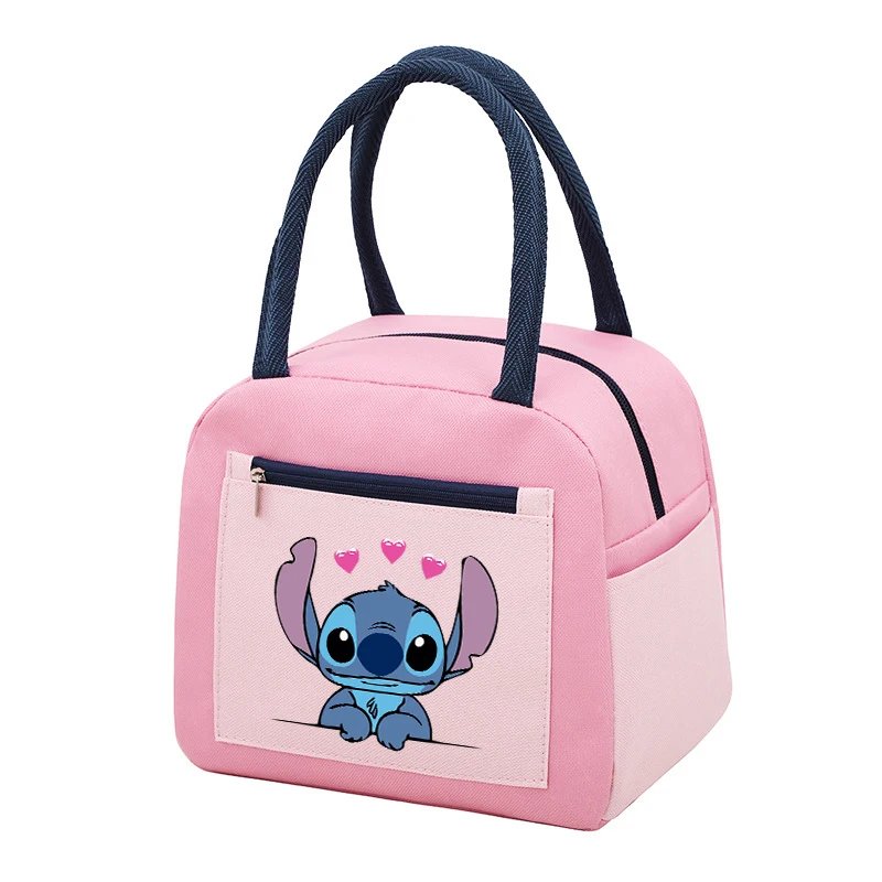 Cute Stitch Lunch Bag Disney Lunch Bags Children Cartoon Printed Food Insulation Bags Girls Fashion Large Capacity Handbags