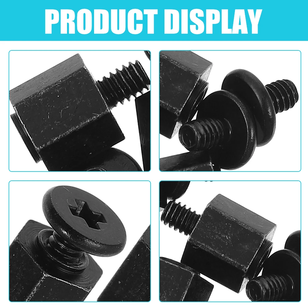 

12pcs Hexagon Screws for Motherboard Mounting Black Computer Case Computer Motherboard Screws Iron Material Secure