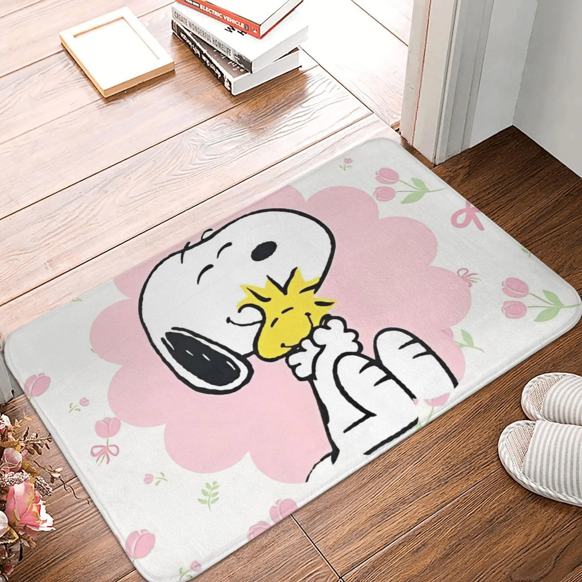 

Коврик для ванной из пены с эффектом памяти Snoopy Floral Encounter, нескользящий быстросохнущий коврик для ванной комнаты, ковер для ванны, душа, ванны