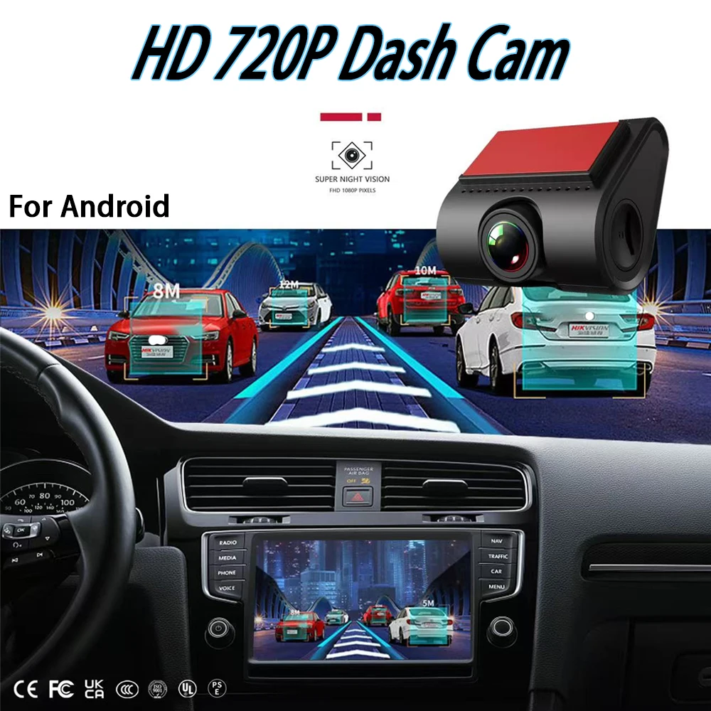 

HD Dash Cam 720P Night Vision Loop Recording DVR Recorder for Android Multimedia Player ADAS Driving assistance camera USB