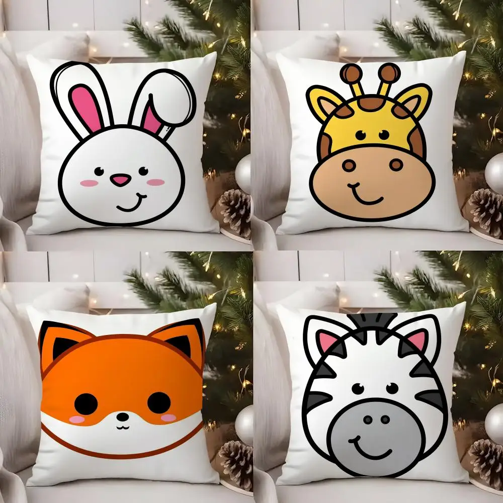 

Cartoon Animal Child Kids Cushion Cover Short Plush Double-sided Print Square Throw Pillow Covers Sofa Home Cushion Decor