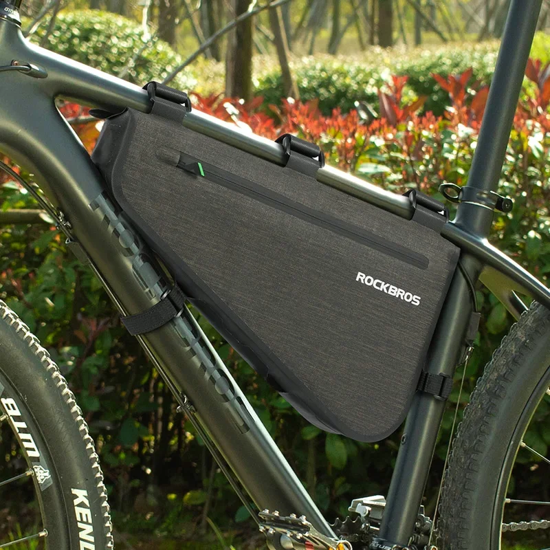 Borsa da bici antipioggia ROCKBROS borsa da telaio da strada MTB di grande capacità borsa a triangolo borsa da bicicletta per silicone impermeabile