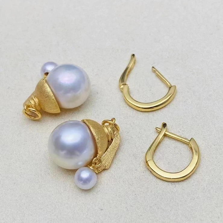 Christmas Cap Shape 925 Sterling Silver Earrings Mount Findings Settings Base Mounting Parts Accessory for 5-12mm Pearls