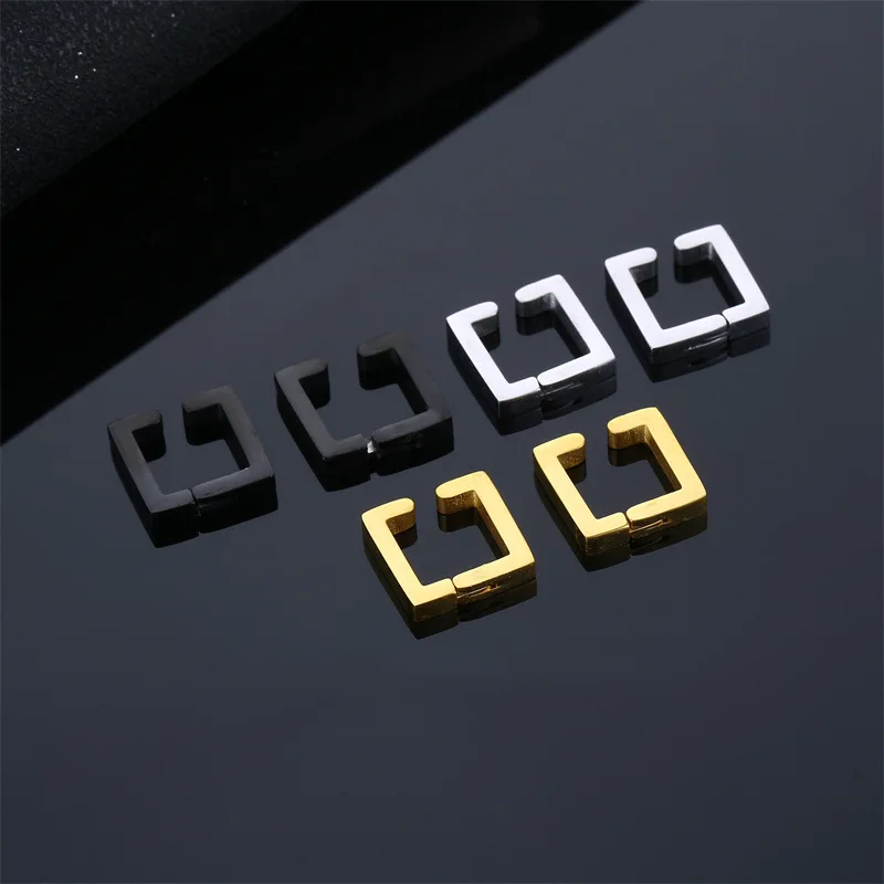 1 Piece Polygon Ear Clip Earrings For Women/Men Stainless Steel Painless No-pierced Ear Circle Trend Hip-hop Cool Ear Jewelry