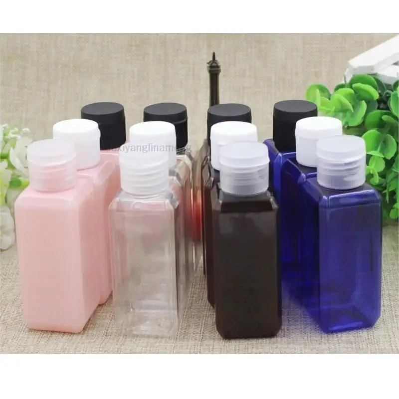 50pcs/lot 50 ml transparent rectangle clamshell packing bottle shampoo of essential oil bottles travel