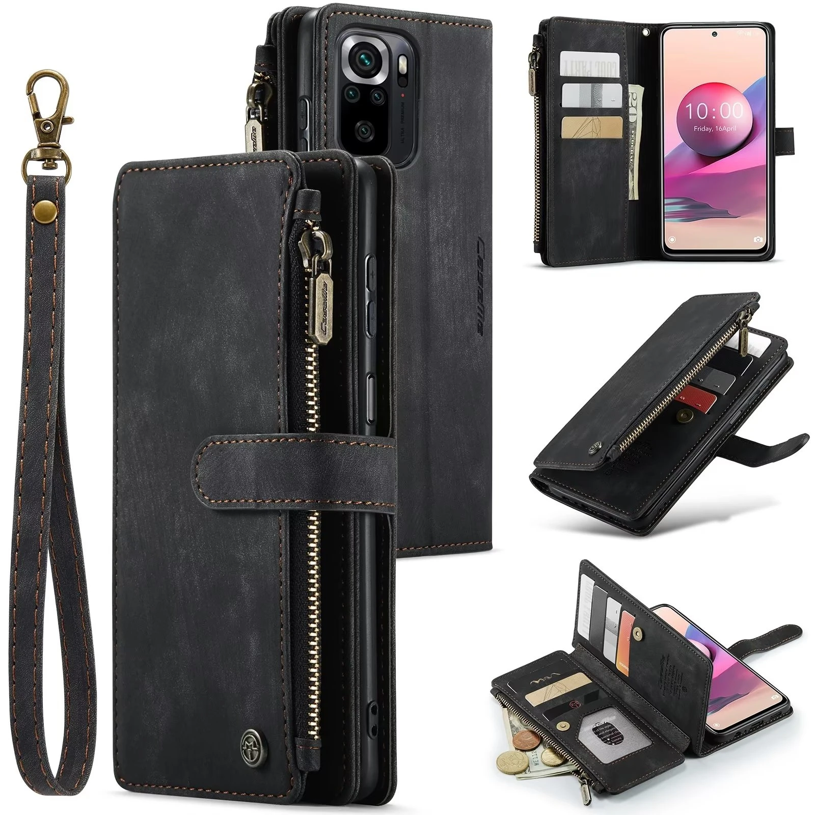 Coque Multi-function Zipper Wallet Phone Case For Samsung Galaxy A13 A14 A15 A25 A34 A54 A52s Split Type Card Slot Cover Shell