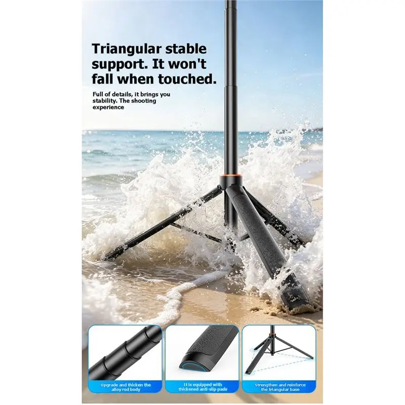Portable Tripod Stand With Extendable Handle Grip 1/4 Thread Selfie Stick For DJI Pocket3/Action/ Ace/X Series