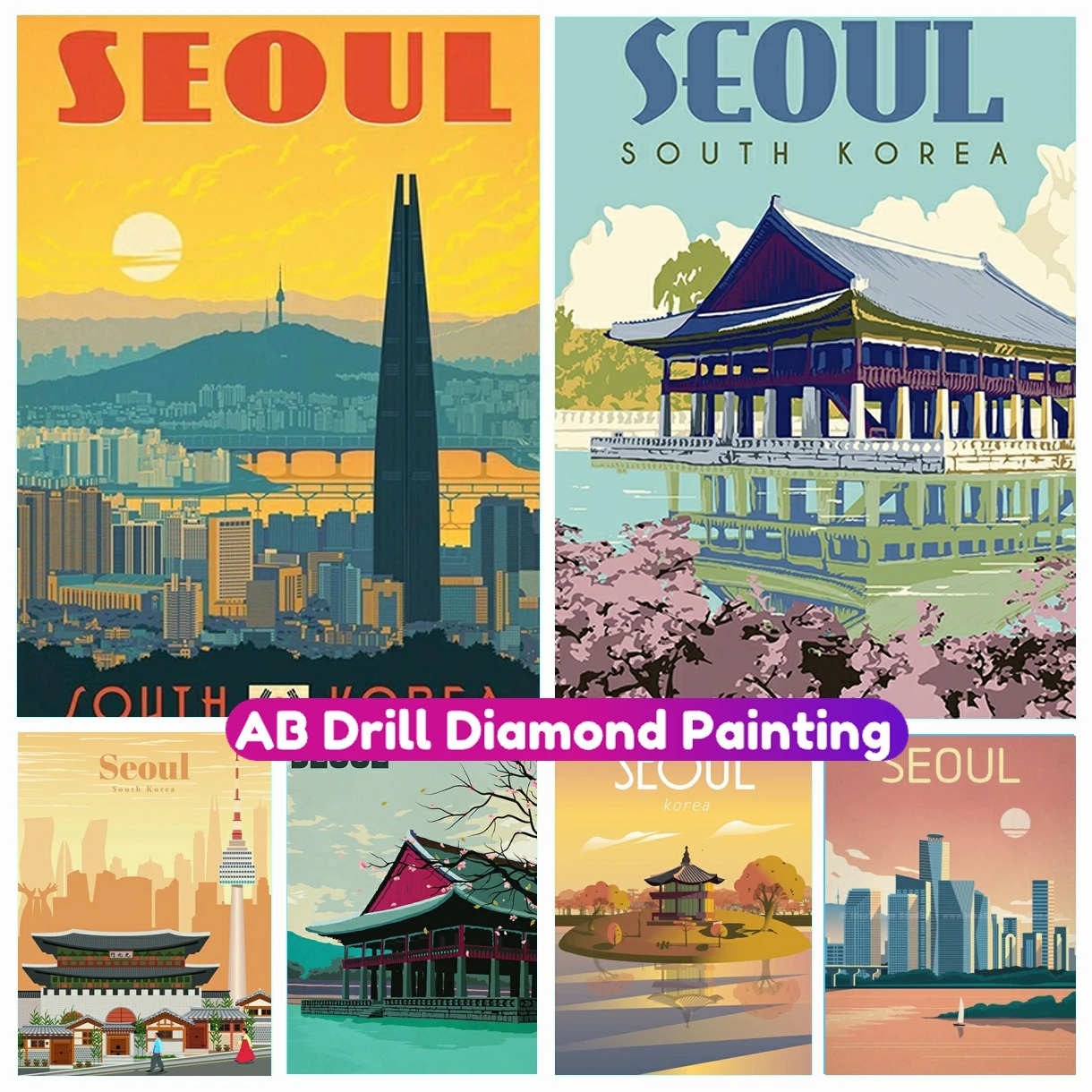 Landscapes South Korea Seoul AB Diamond Painting Cross Stitch Kit 5D DIY Full Drill Mosaic Embroidery Handicraft Home Decor Gift