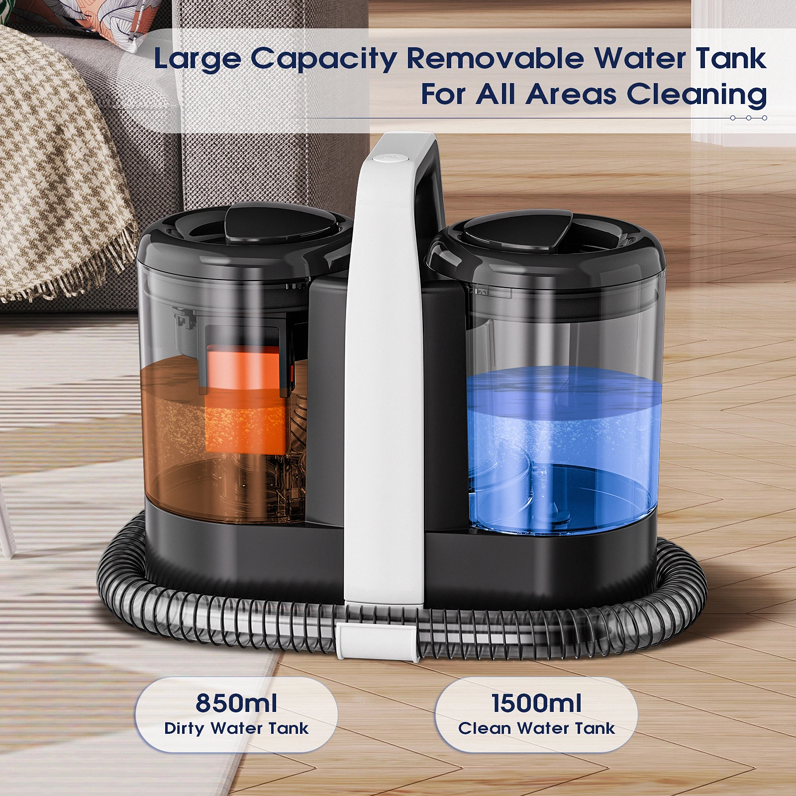 OMESER W05 Handheld Carpet Cleaner 750W Handheld 15Kpa Corded Spot Clean Machine Wet Fabric Sofa Cleaning Pet Portable Car