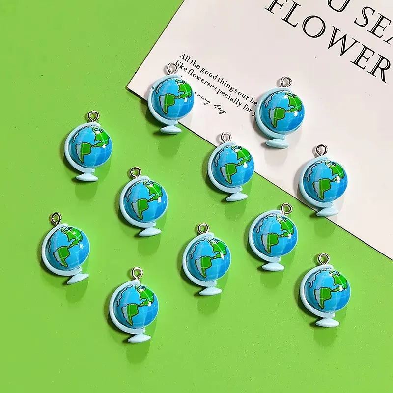 10pcs Mini Globe Resin Charms Cute Cartoon Stationery Pendant For Jewelry Accessory DIY Earring Necklace Bracelet Charm