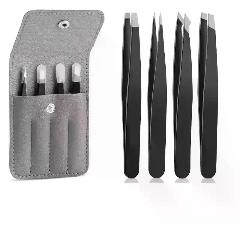 1/2/4 Piece Stainless Steel Tweezer Set Precision Tips Non Slip Handle Perfect Eyebrow Facial Hair Removal