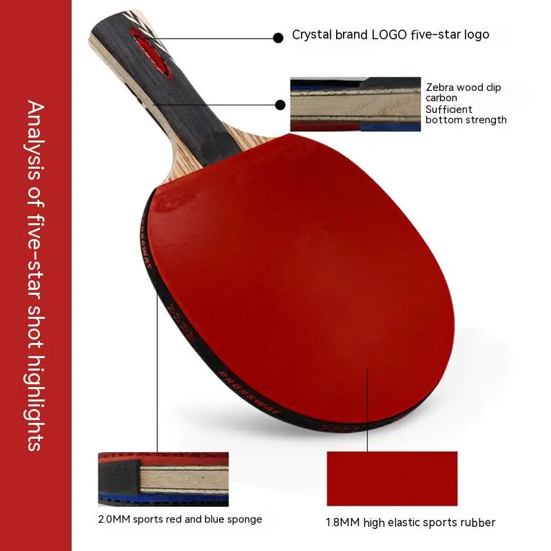 Closville-Horizontal Racket Set for Table Tennis, Five-Star, Six Star, Professional Single Racket Set