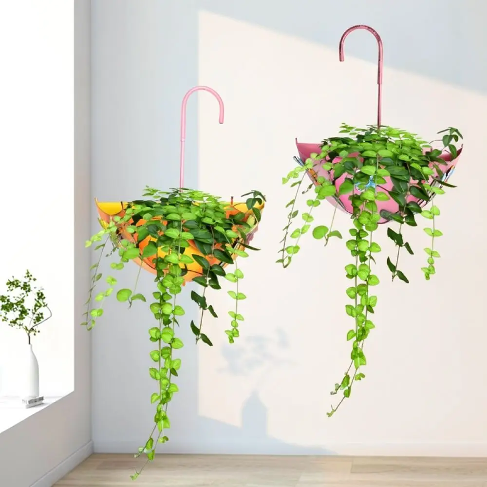Decorative Iron Umbrella Succulent Pot Metal Gardening Vessel Artistic Landscape Ornament For Patio Garden Home