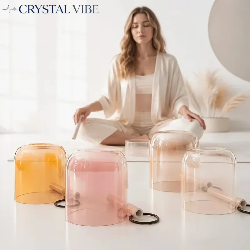 CRYSTAL VIBE 8 Inch Quartz Crystal Singing Bowl D# Note 3rd Octave for Sound Healing Music Therapy Chakra Balancing