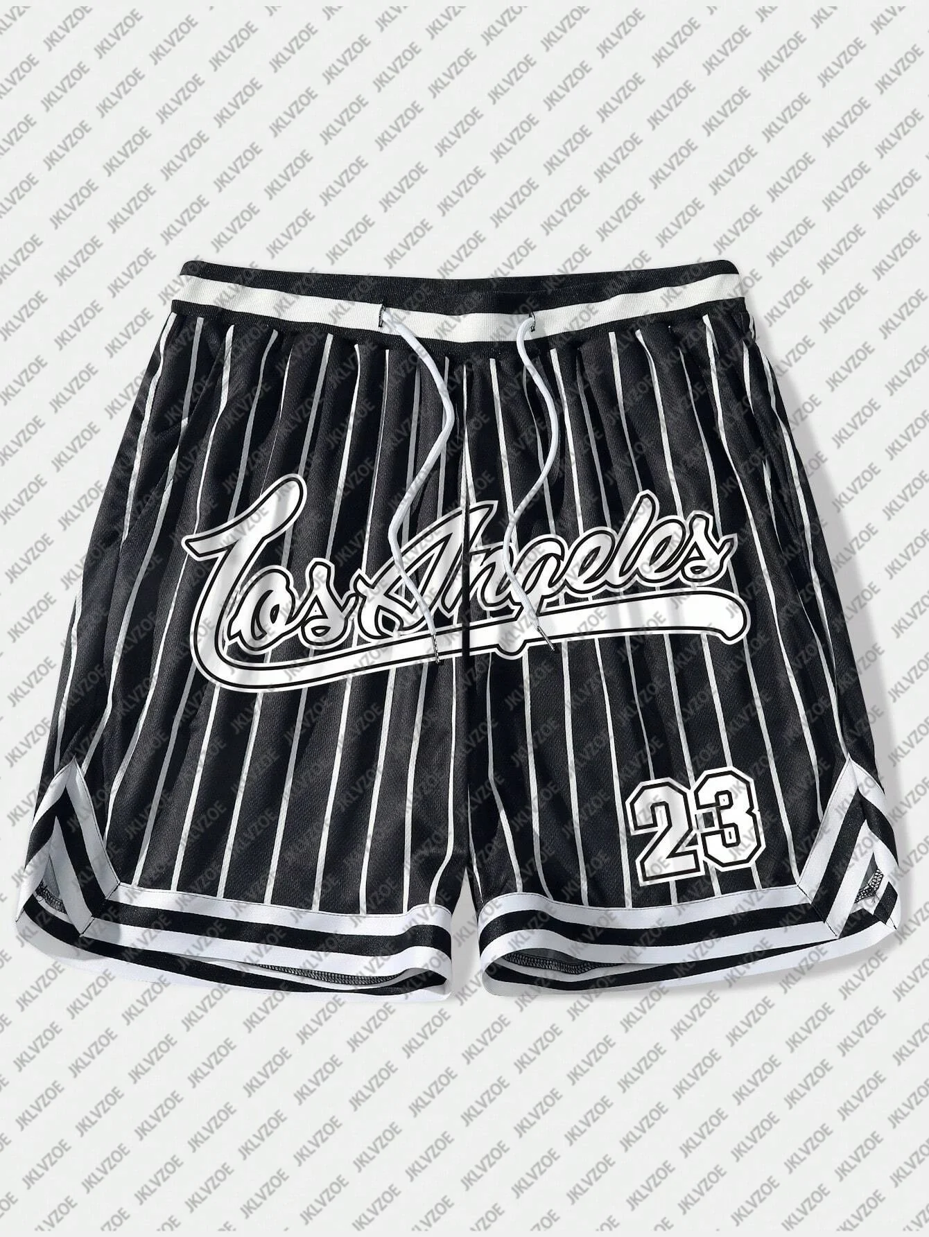 Los Angeles 23 Men\'s Loose Shorts Drawstring Quick Dry Striped 3D Print Shorts For Summer Unisex Casual Oversized Sport Shorts