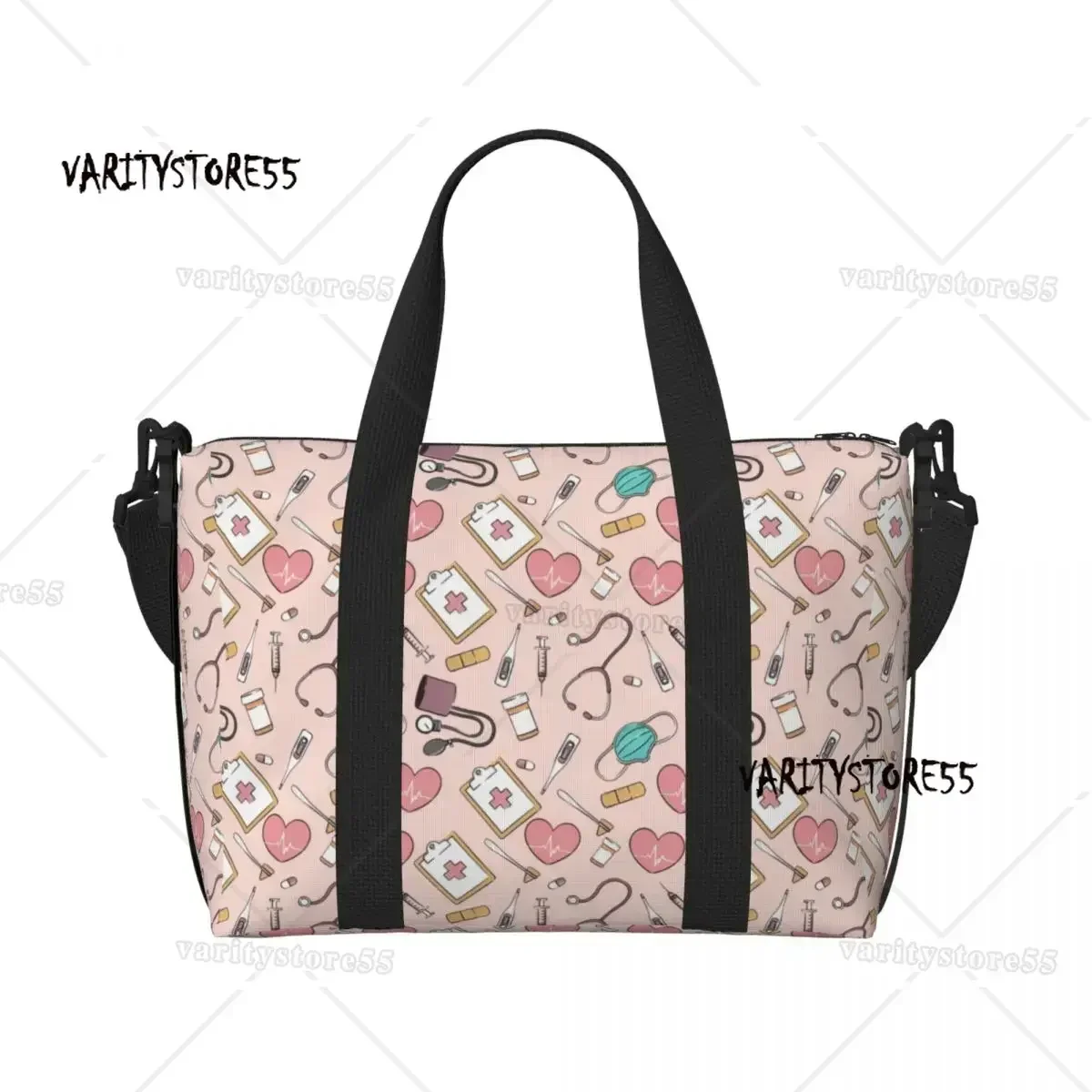 Custom Funny Nurse Pattern Grocery Tote Shopping Bag Women Big Capacity Health Nursing Beach Gym Travel Bags