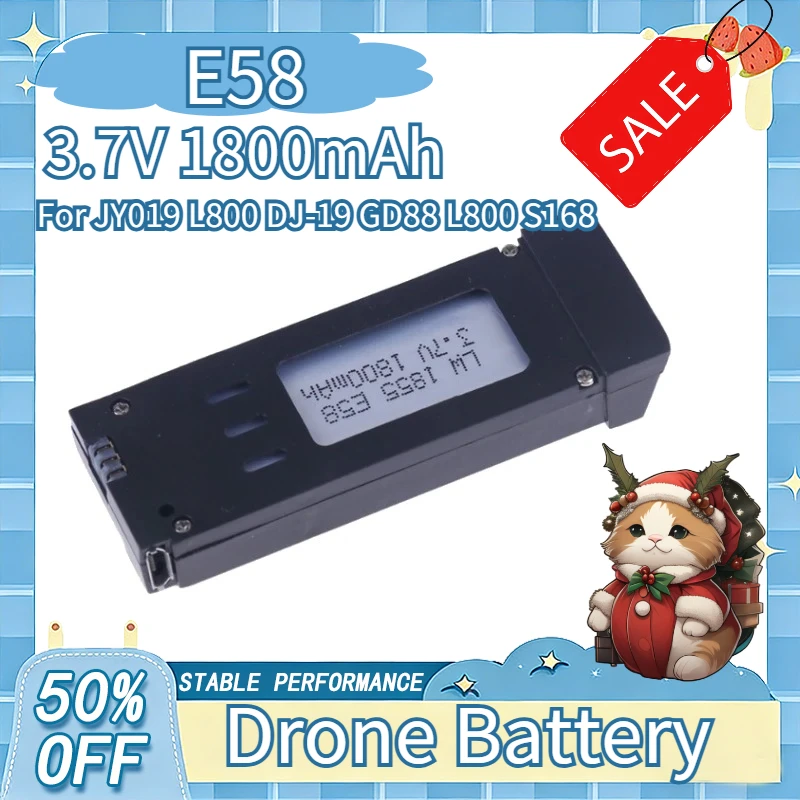 

3.7V 1800mAh for E58 JY019 L800 DJ-19 GD88 L800 S168 Folding Four-axis Aircraft Upgrade Accessories Remote Battery Drone Battery