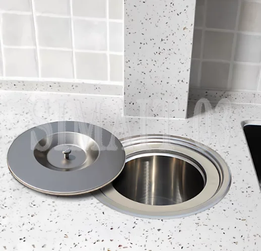 304 Stainless Steel Kitchen Built-in Waste Bin Cabinet | with Hidden Sink Cutout & Classification