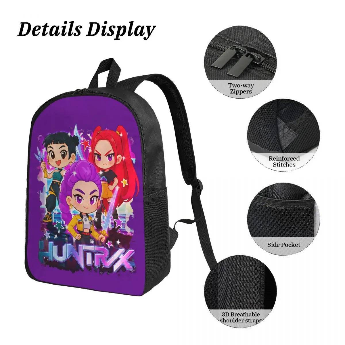 هنتركس فتاة فريق K-Kpop D-Demon H-Hunters 3 قطعة/المجموعة على ظهره للمراهقين كمبيوتر محمول حقائب من القماش حقيبة الغداء مقلمة #4