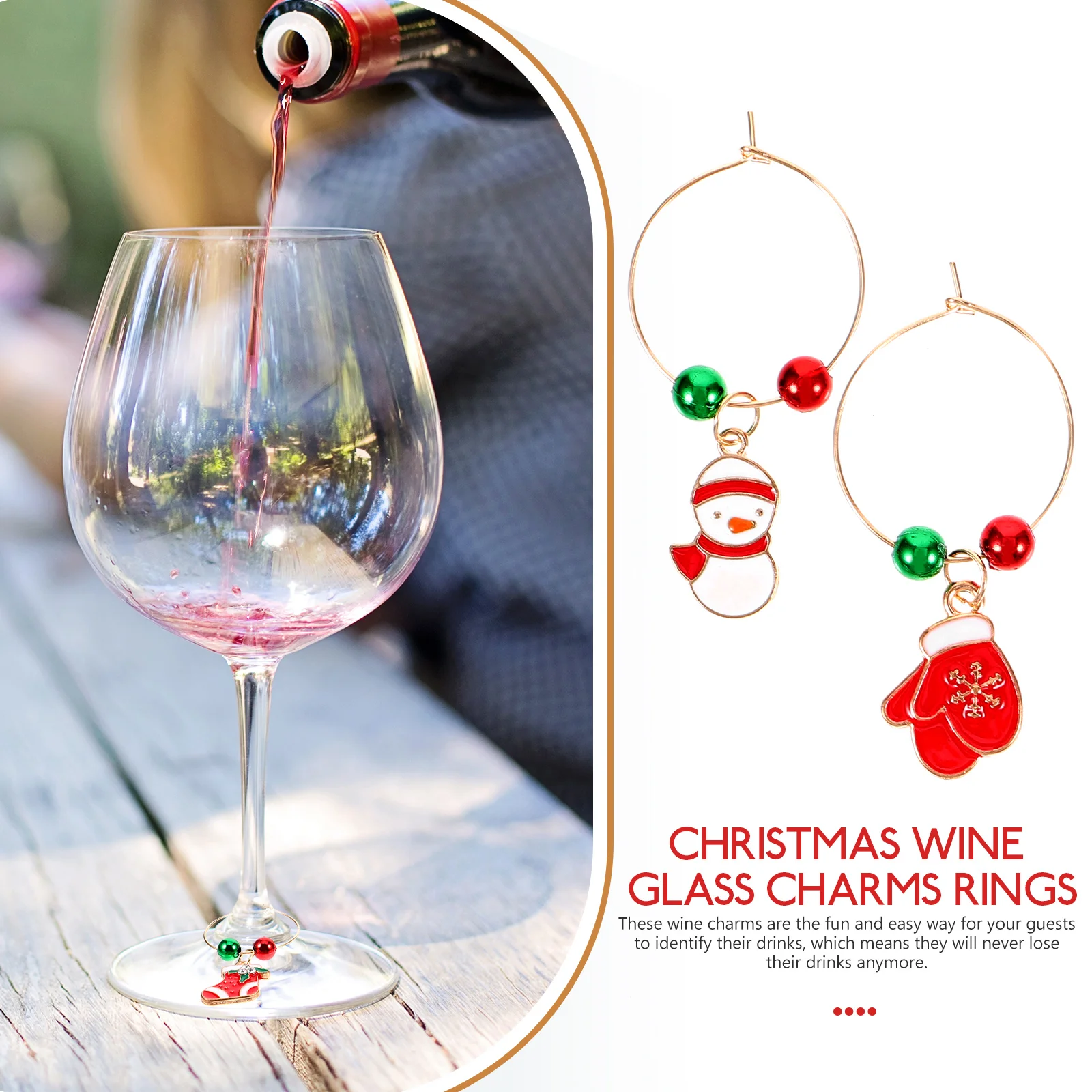 

6pcs Wine Charms Alloy Drink Markers Christmas Glass Charms Party Wedding Goblet Identifier Accessories
