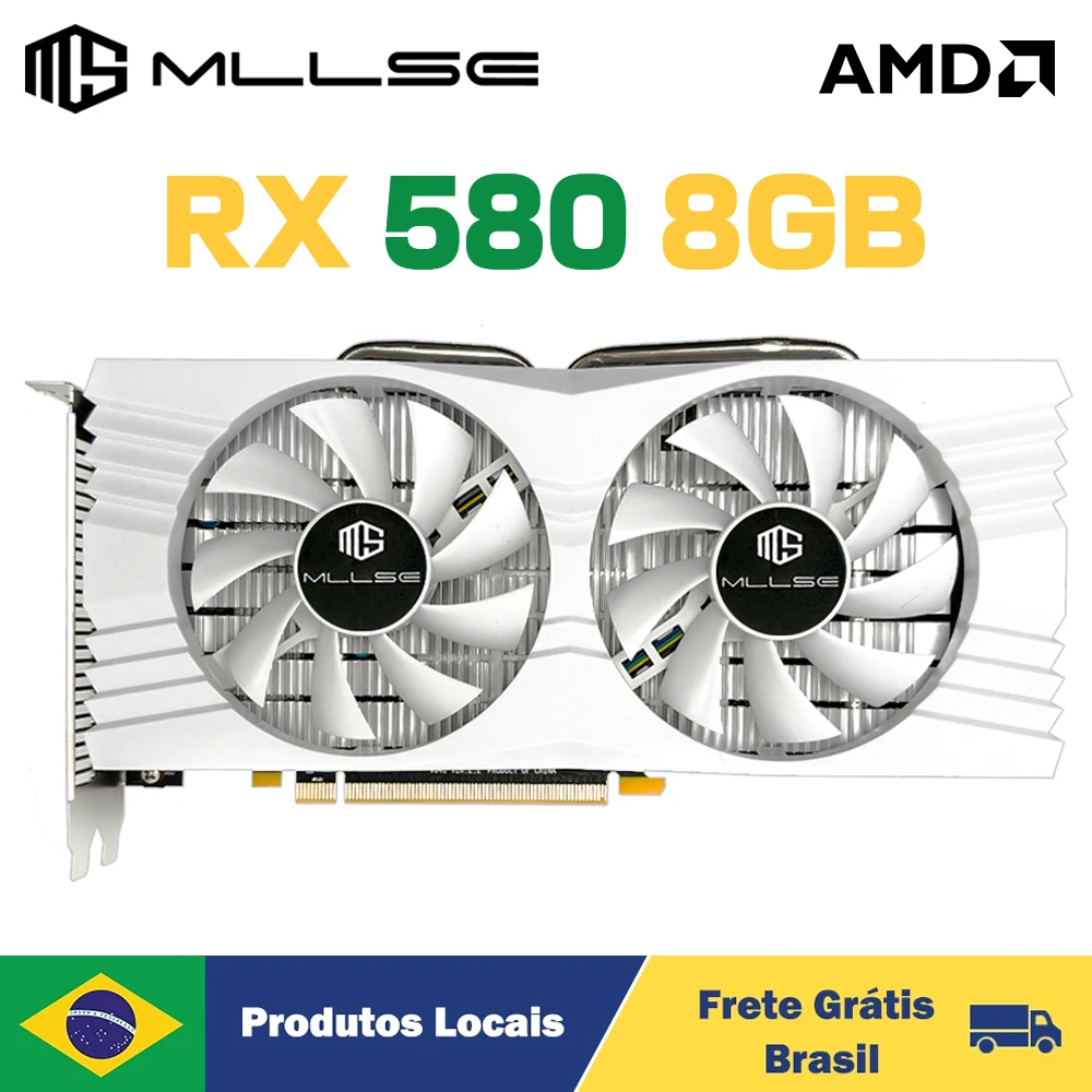 MLLSE Graphics Card AMD Placa De Video RX 580 8GB Gaming GDDR5 256Bit PCI-E 3.0 ×16 Radeon GPU Computer Game Brasil