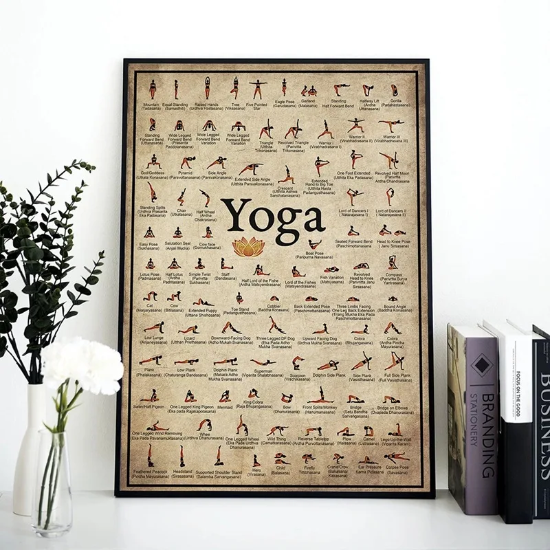 Yoga pose poster illustration yoga studio background wall decoration frameless bedroom wall canvas painting