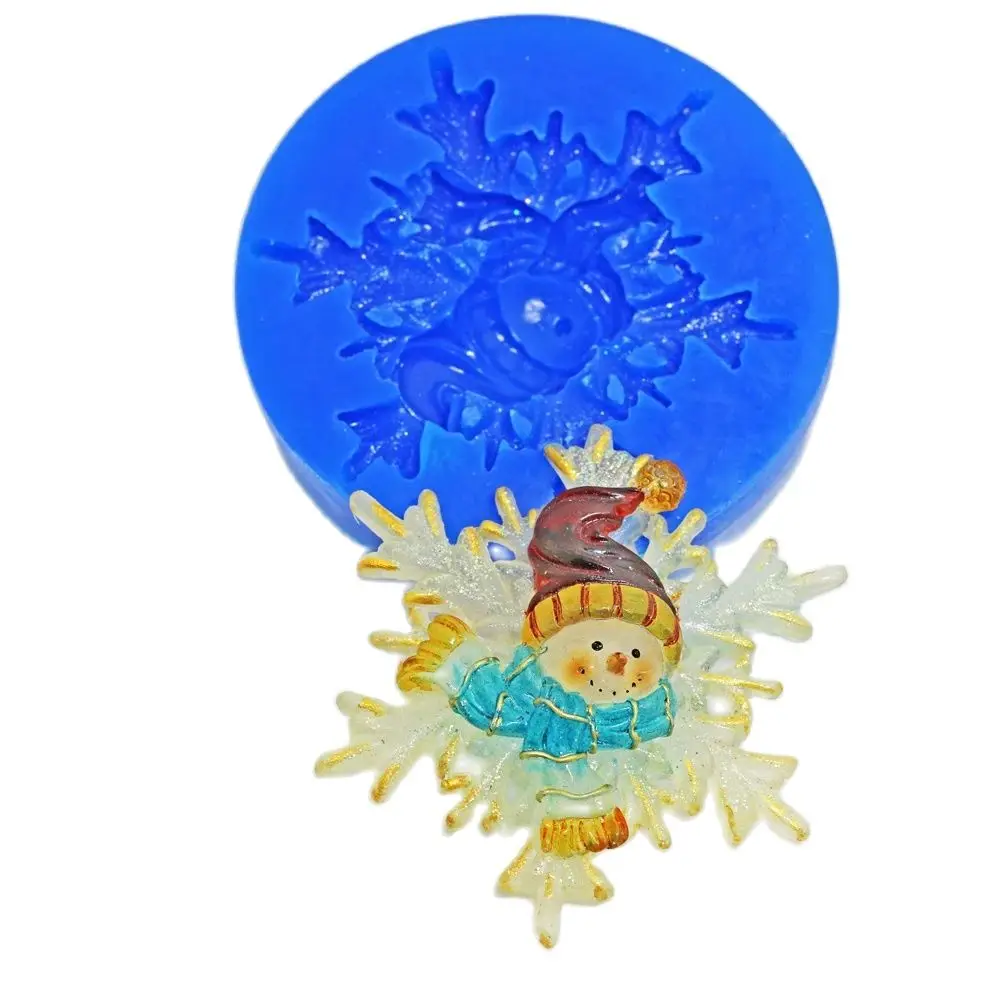 

Christmas Snowman Snowflake Silicone Fondant Mould Chocolate Decor Icing Sugarcraft Baking Mold Xmas polymer Clay Handmade