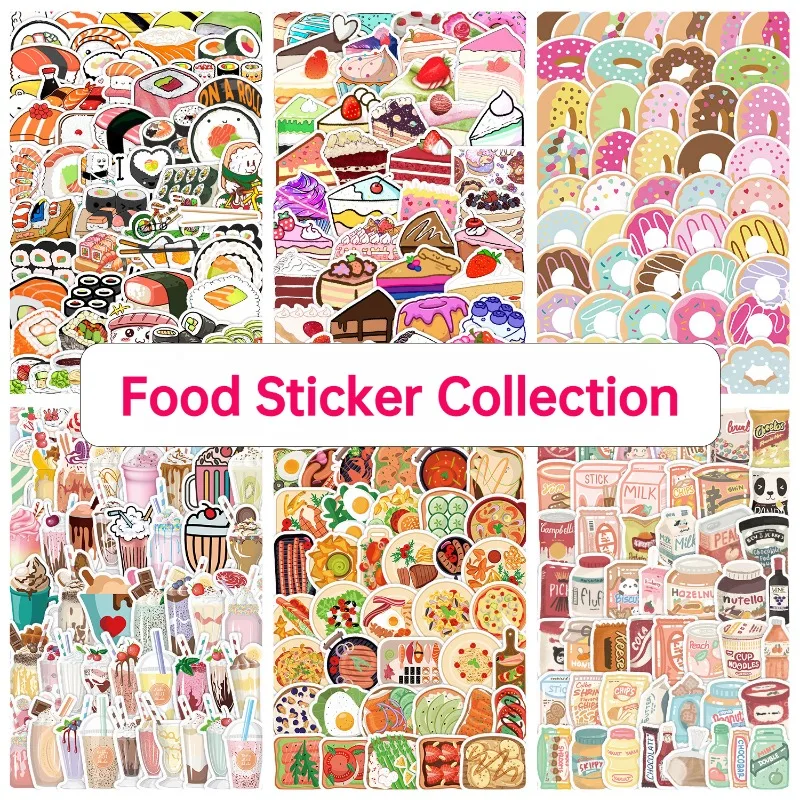 

50Pcs/bag Cute Style Food Graffiti Stickers Luggage Waterproof Decoration Children DIY Hand Account Stationery Stickers