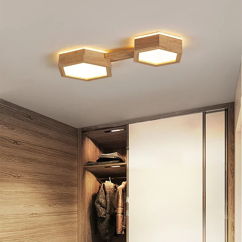 Plafonnier LED en bois au design moderne, luminaire décoratif d'intérieur, idéal pour un salon, une salle à manger, une chambre à coucher ou un couloir