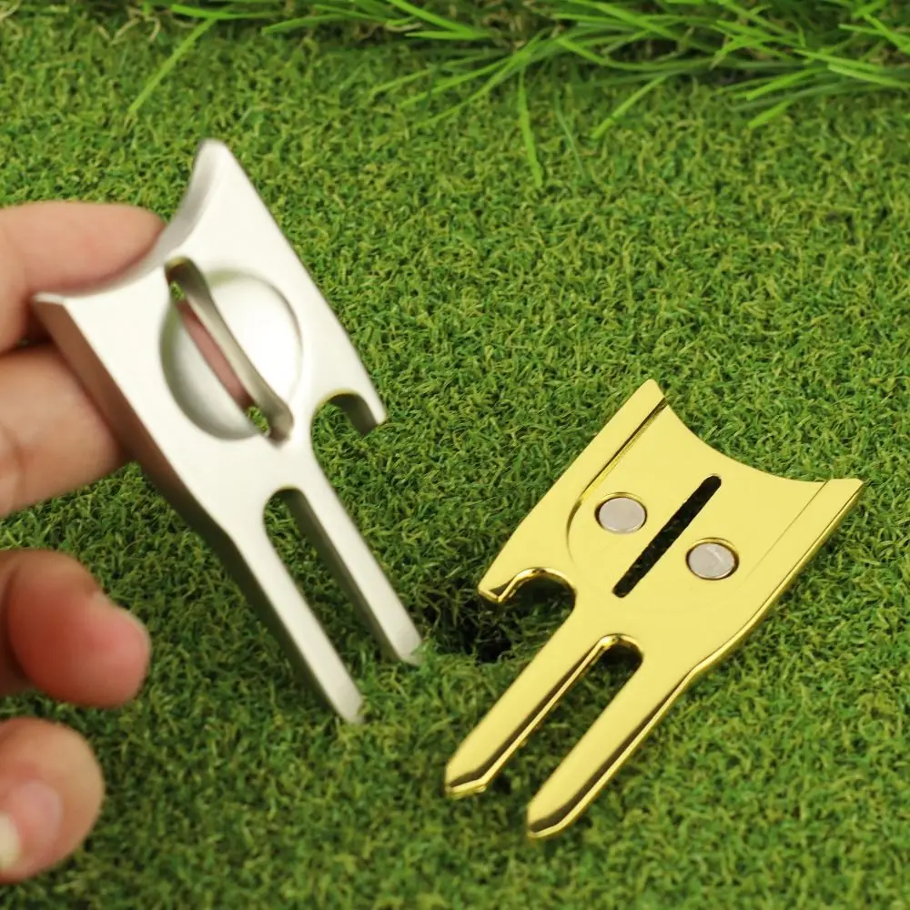 Zinc Alloy 6 in 1 Divot Tool Rust-proof Magnetic Golf Divot Repair Tool Durable Portable Golf Green Fork Bottle Cap Opener